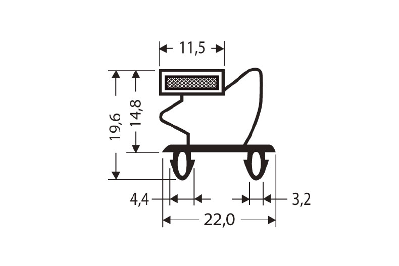 Profil à clipser avec aimant c25 - 2.6mtr/lng 