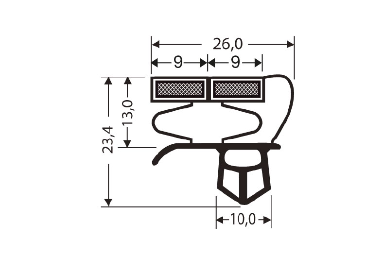 Profil à clipser avec aimant m76 - 2.55mtr/lng 