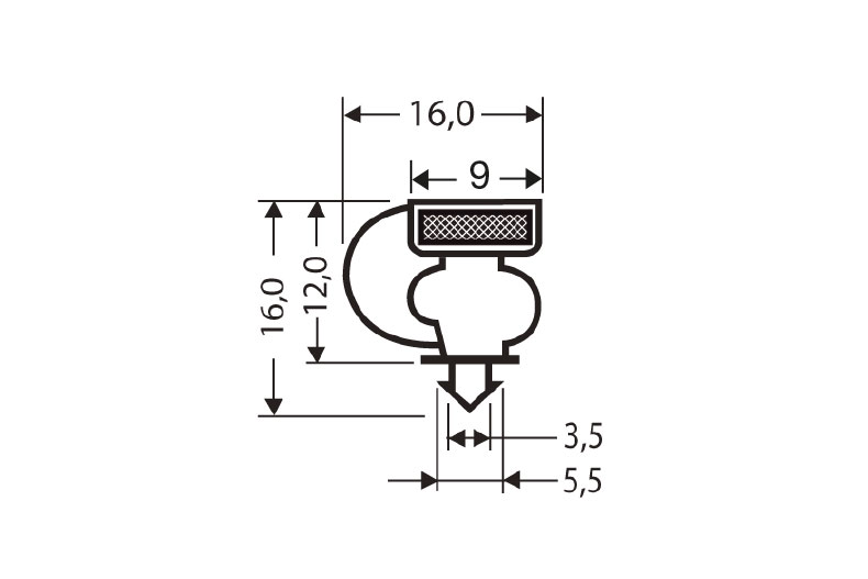 Profil à clipser avec aimant m25 - 2.55mtr/lng 