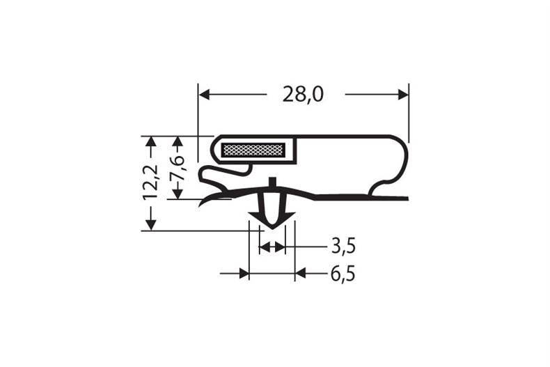 Profil à clipser avec aimant M25 - 2.55mtr/lng 