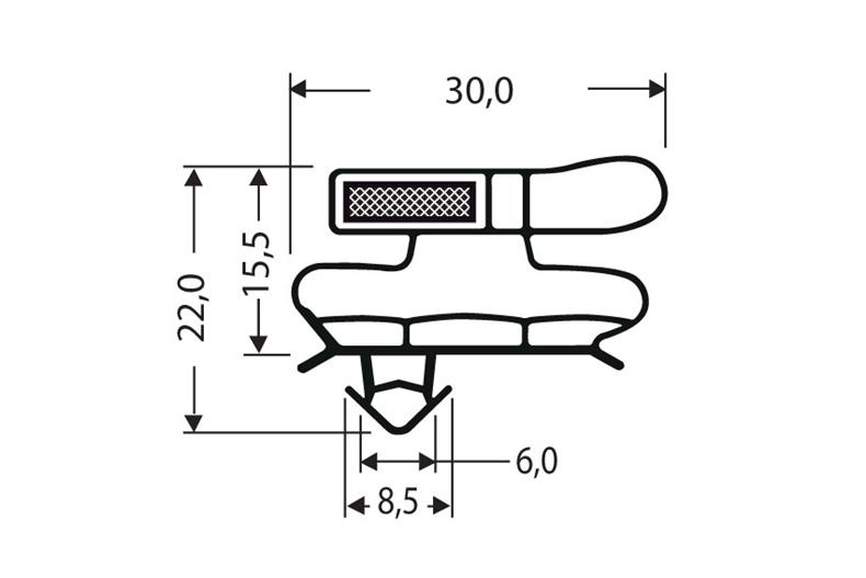 Profil à clipser avec aimant m18 - 2.55mtr/lng 