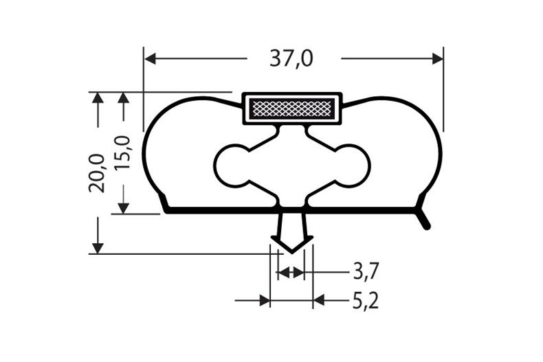 Profil à clipser avec aimant cs20 - 2.55mtr/lng 