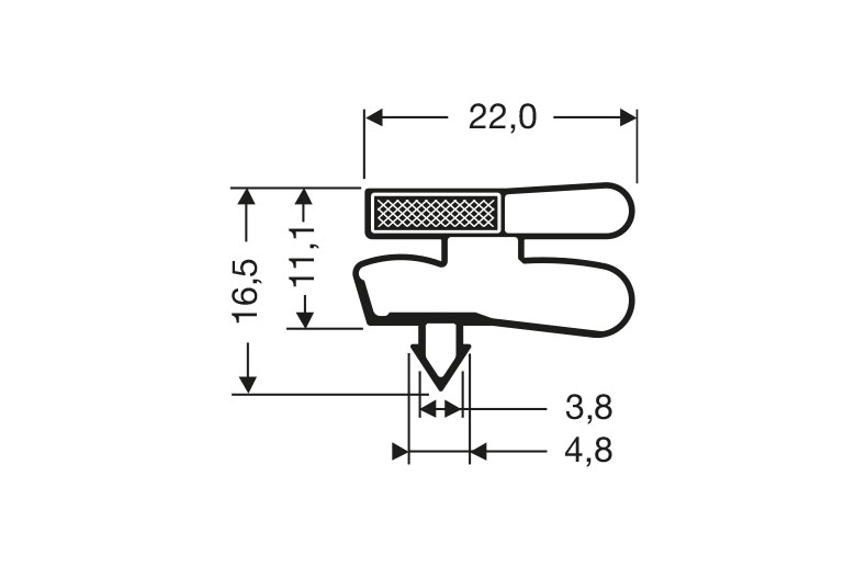 Profil à clipser avec aimant M25 - 2.55mtr/lng 