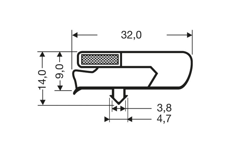 Magnetic profile - grey l = 2,55m - magnet inclusive 