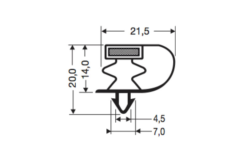 Magnetdichtung - 2600mm/lng - Inkl. Magnet M25 