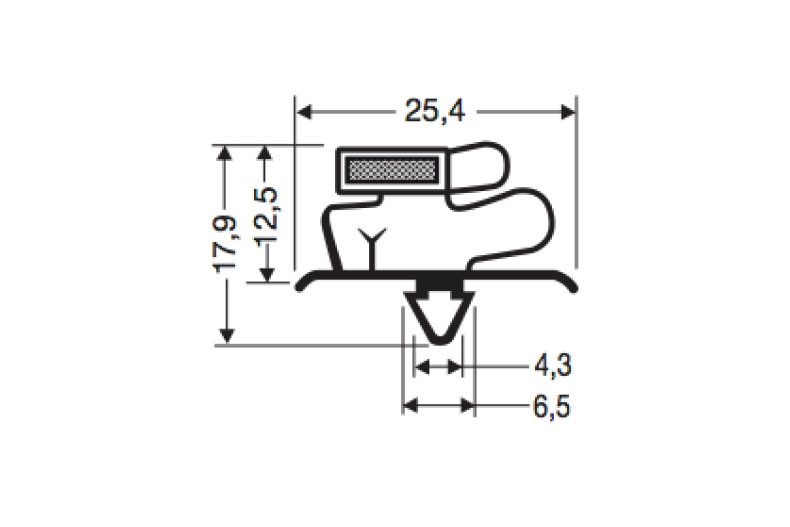 Profil à clipser avec aimant m76 - 2.6mtr/lng 