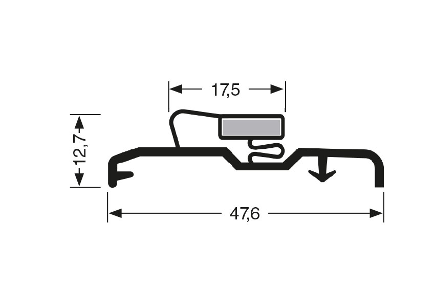 Profil à clipser avec aimant m25 - 2.44mtr/lng 