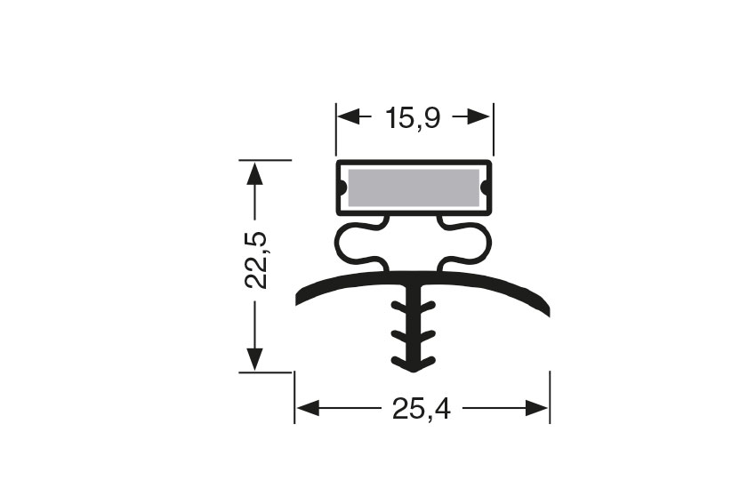 Indrukprofiel met magneet m71 - 2.44mtr/lng 