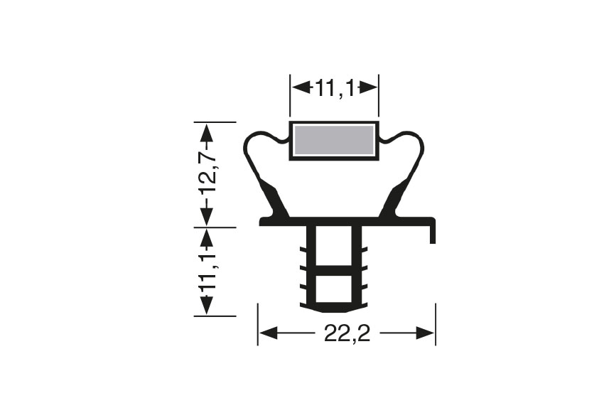 Profil à clipser avec aimant m25 - 2.44mtr/lng 