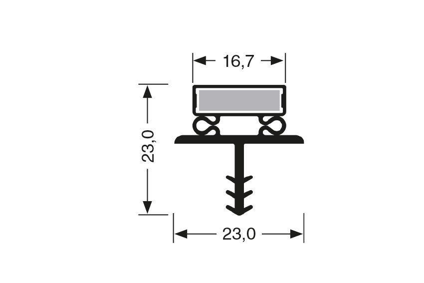 Profil à clipser avec aimant m71 - 2.44mtr/lng 