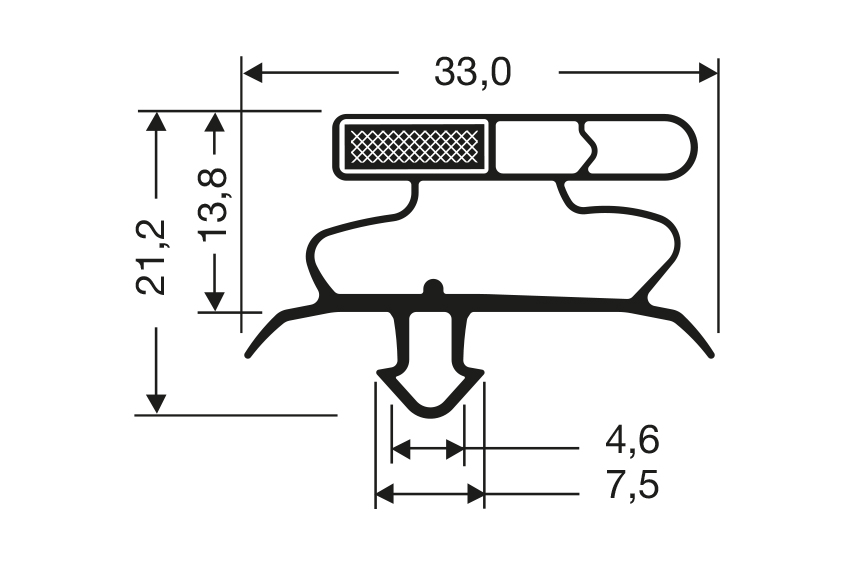 Profil à clipser avec aimant m25 - 2.44mtr/lng 