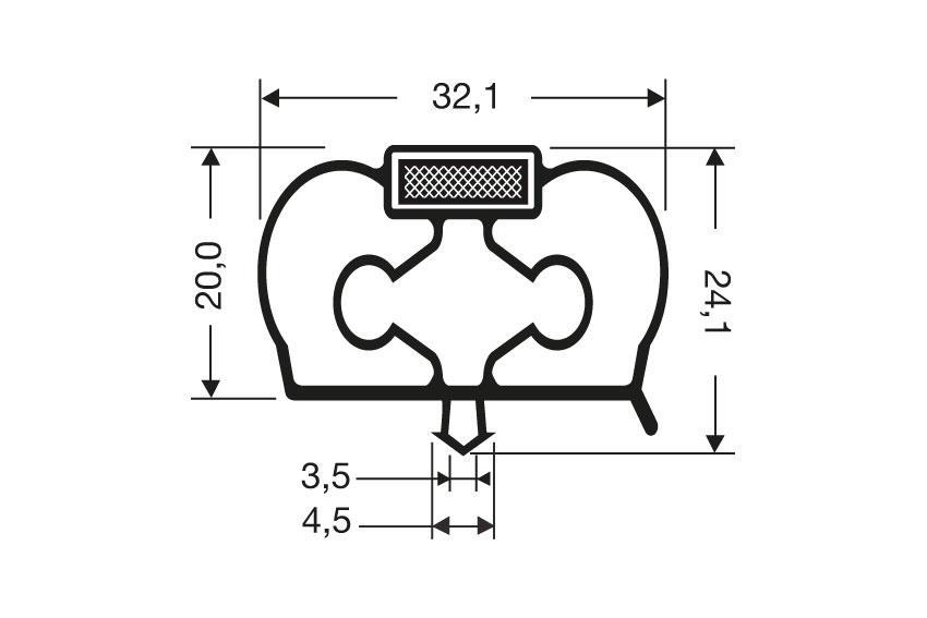 Magnetdichtung - 2500mm/lng - Inkl. Magnet Cs20 