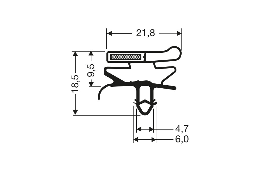 Profil à clipser avec aimant m66 - 2.55mtr/lng 