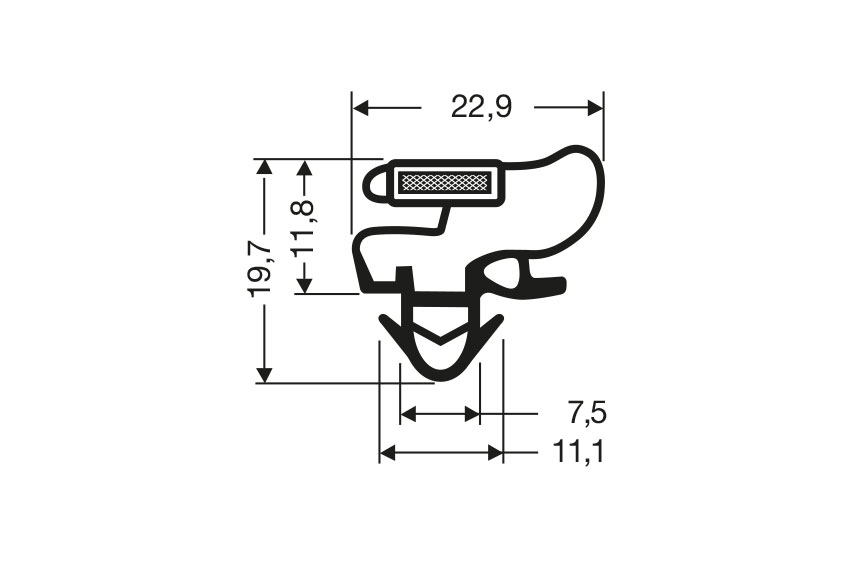 Profil à clipser avec aimant m25 - 2.55mtr/lng 