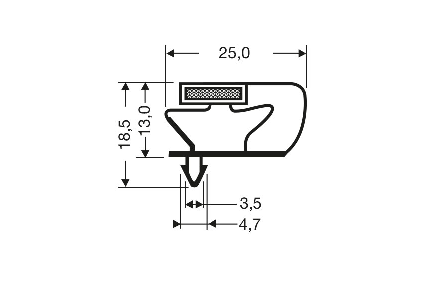 Profil à clipser avec aimant m25 - 2.55mtr/lng 