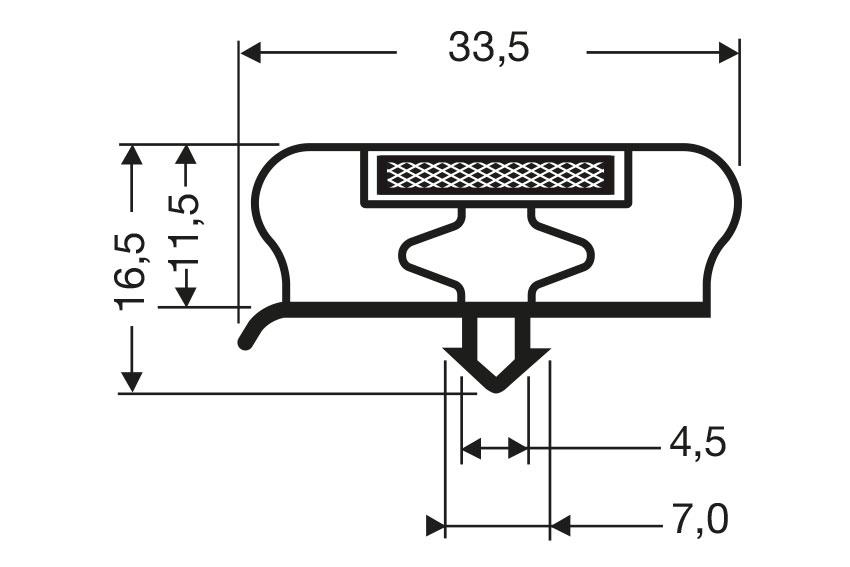Profil à clipser avec aimant m72 - 2.55mtr/lng 