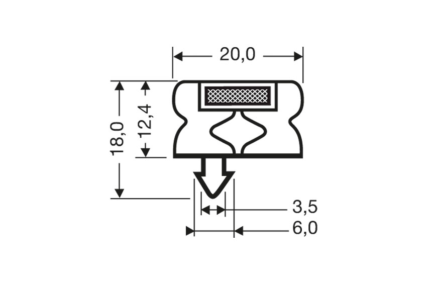 Profil à clipser avec aimant m18 - 2.55mtr/lng 