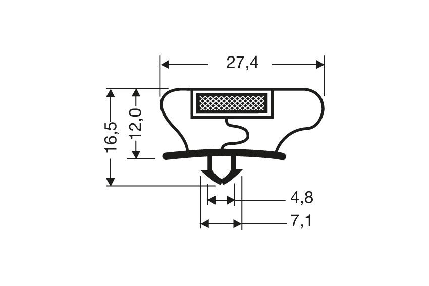 Profil à clipser avec aimant m18 - 2.55mtr/lng 