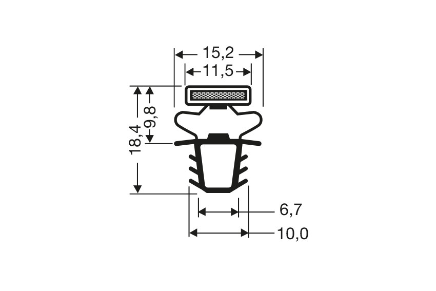Profil à clipser avec aimant m25 - 2.55mtr/lng 