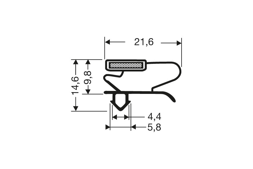Profil à clipser avec aimant m65 - 2.55mtr/lng 