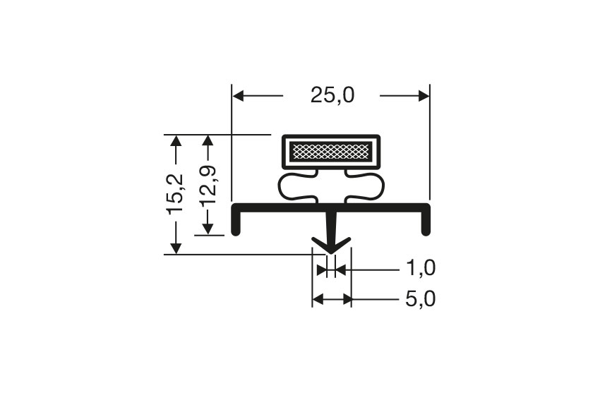 Indrukprofiel met magneet m18 - 2.55mtr/lng 