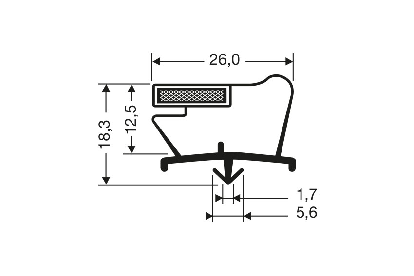 Profil à clipser avec aimant m71 - 2.55mtr/lng 