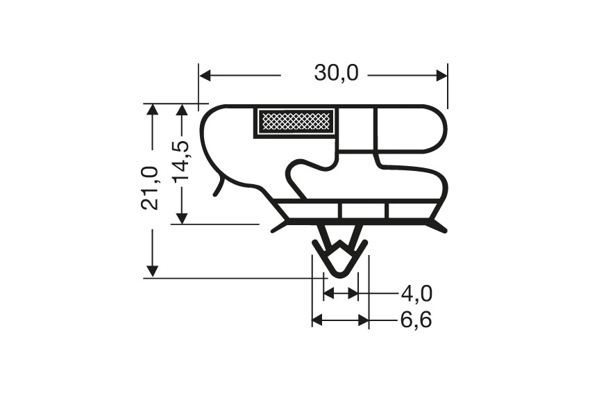 Indrukprofiel met magneet m76 - 2.55mtr/lng 