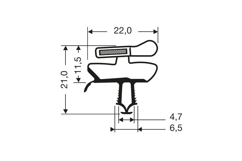 Profil à clipser avec aimant m66 - 2.55mtr/lng 