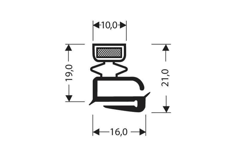 Profil plat avec aimant c76 - 2.5mtr/lng 