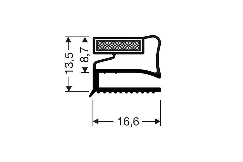 Vlak profiel met magneet c25 - 2.6mtr/lng 
