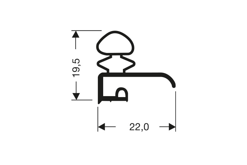 Kraalprofiel zonder magneet - 2.55mtr/lng 
