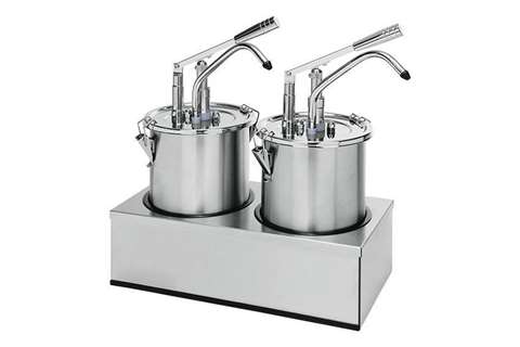 Premium Edelstahl Soßenspender - Inkl Behälter und Deckel, Set 2