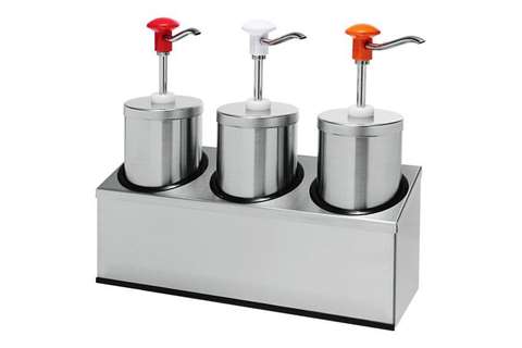 Standard Edelstahl Soßenspender - Inkl Behälter 2.25l und Deckel, Set 3