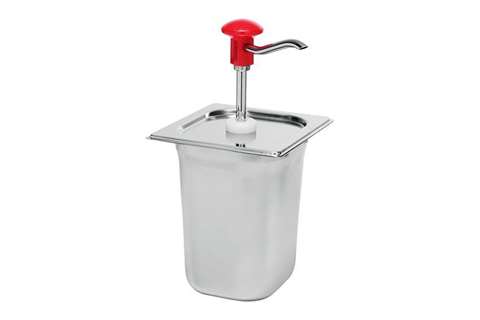 Gastronorm Edelstahl Soßenspender - Inkl Behälter und Deckel, Set