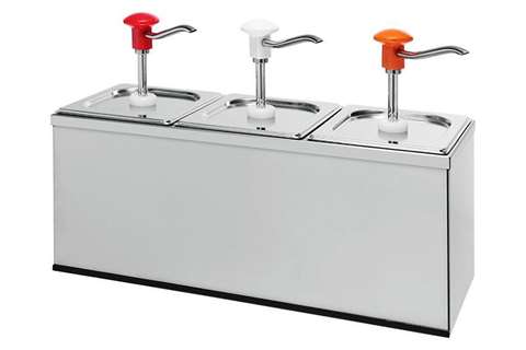 Gastronorm Edelstahl Soßenspender - Inkl Behälter und Deckel, Set 3