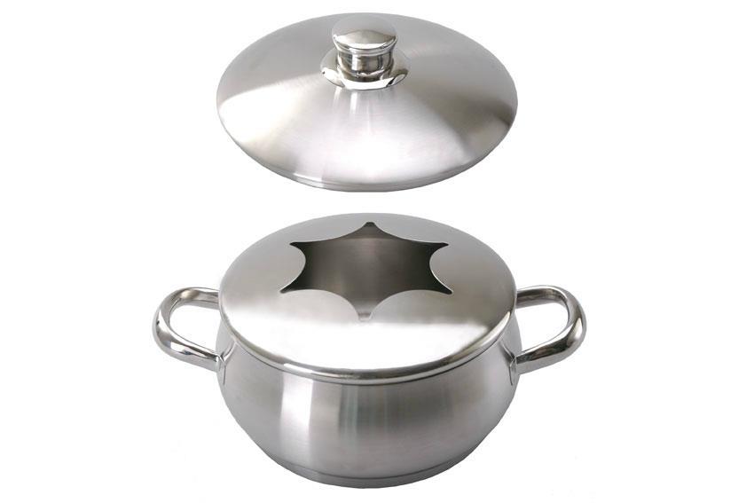Edelstahl Fondue Chinoisetopf - + Deckel 