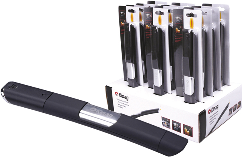 1 presentoir 12 allume-feu, noir - rechargeable 
