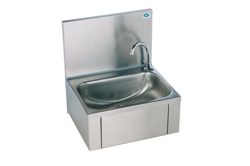 Lave-mains en inox avec cuve rectang. - 380x460mm - lmasw - avec dosseret 