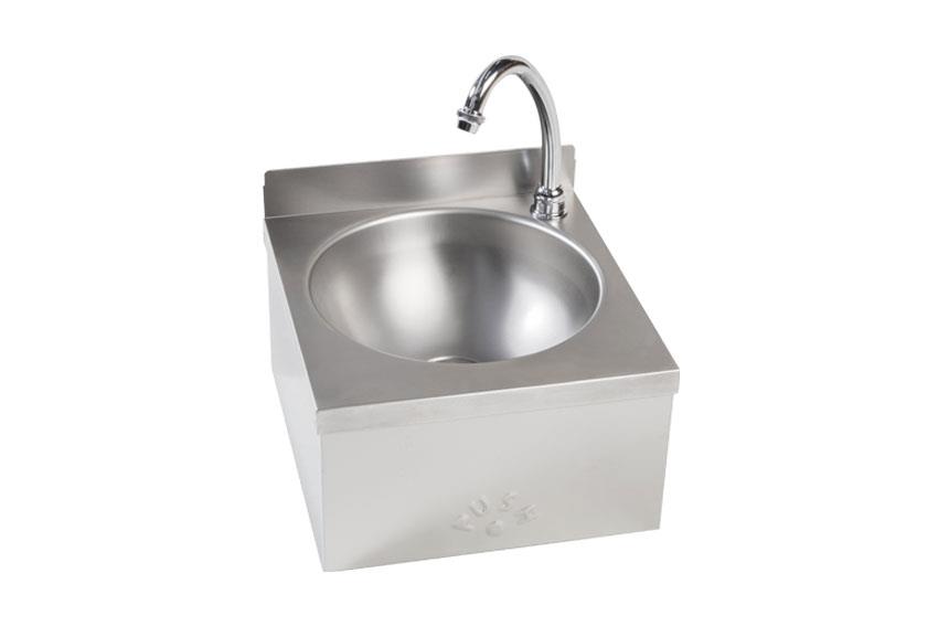 CNS Handwaschbecken mit Runder Spülwanne - 300x315mm - Ohne Ruckwand 