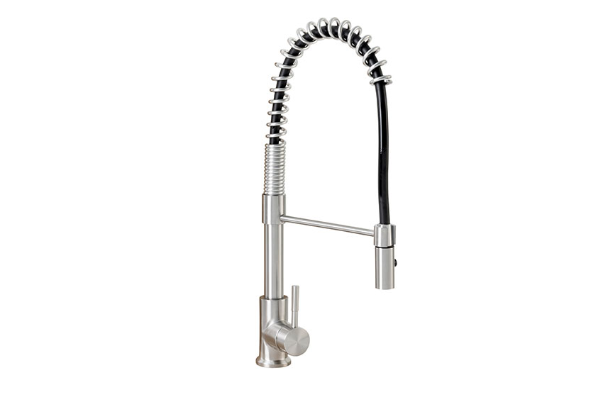 Flusso Mini stainless steel mini pre-flush with black flexible 