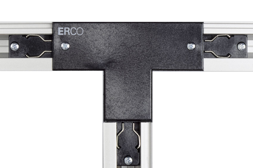 Erco track connexion en t - mise à la - terre droite. - pr lampes chauff linum 
