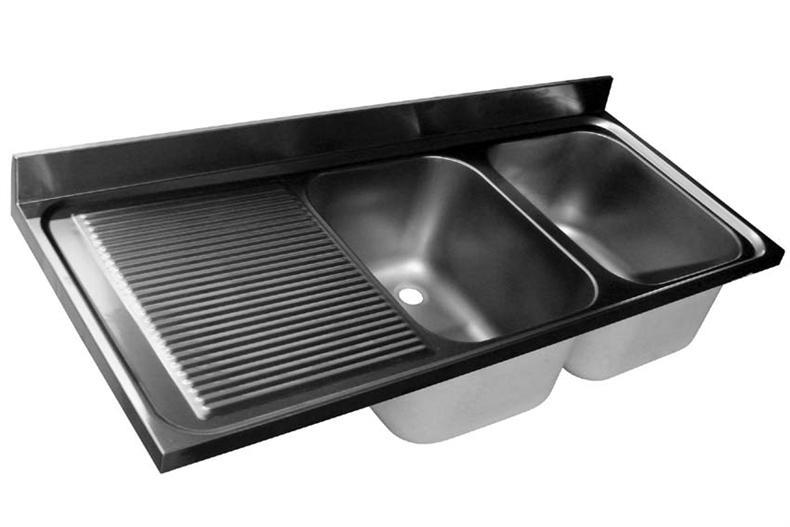 Sink 1800x600mm/2xsink bowls 500x400x300mm - draining board left 