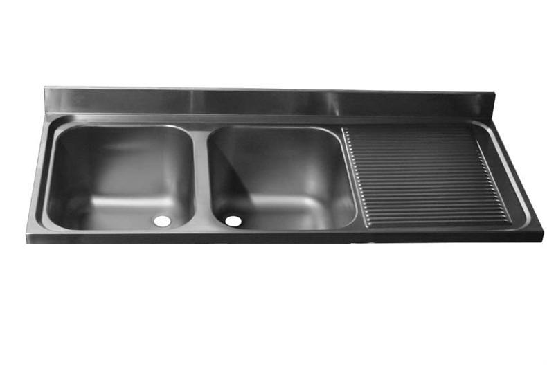 Dessus de plonge 1800x600mm - 2xcuves 500x500x250mm/égouttoir droit 
