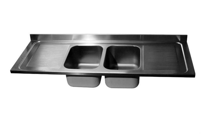 Sink 2600x700mm/2xsink bowls 600x500x300 - draining board left+right 