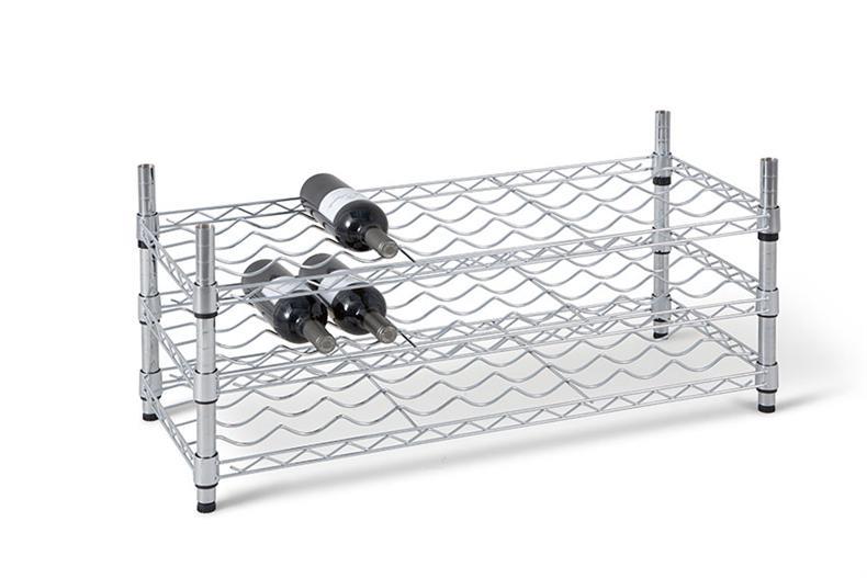 Wijnrekje 3 niveaus - 27 flessen - verchroomd 