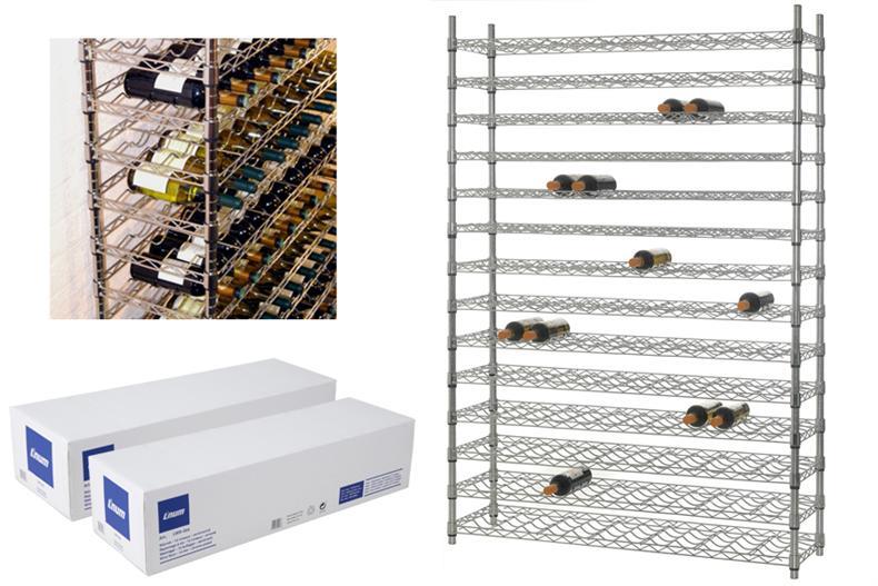 Opslagrek 14 niveaus - 168 flessen - verchroomd - 1220x360x1820mm 