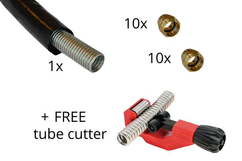 Kit de démarrage DN32 - 1 rouleau 50 m &amp; 20 raccords + coupe-tube gratuit 