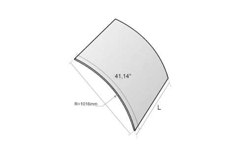 Kristallglas 6mm - Länge 1243mm - Model : Eh * K 714 - 41.14 ° - R 1016