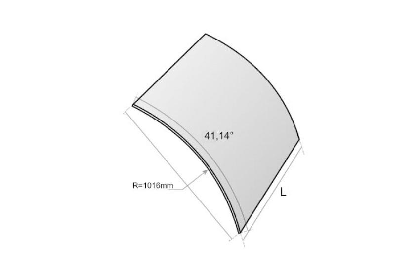 Kristalglas 6mm - Länge 1443mm - Model : Eh * K 714 - 41.14 ° - R 1016 
