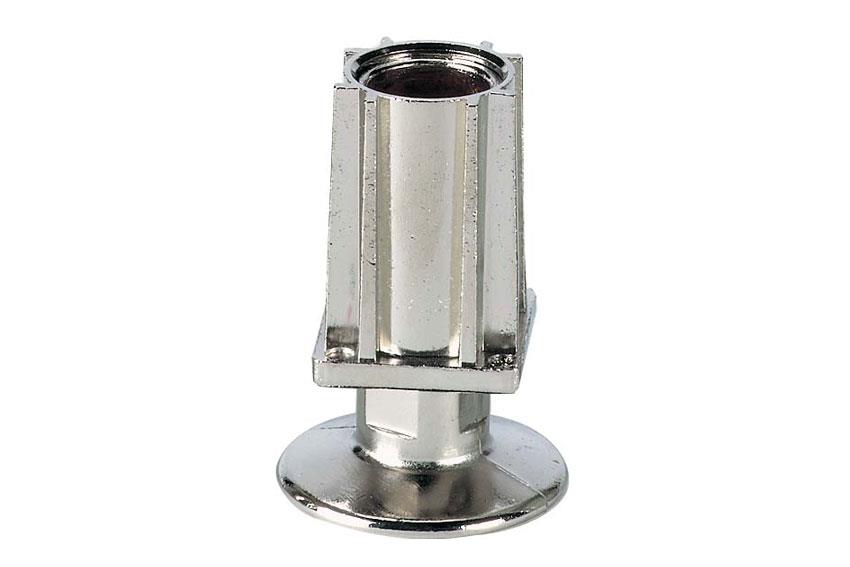 Einschlagfuß 35x35mm - Zamac Vernickelt - mit Flansch 